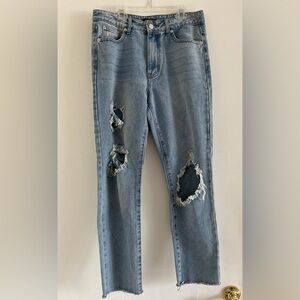 Distressed Blue Jeans